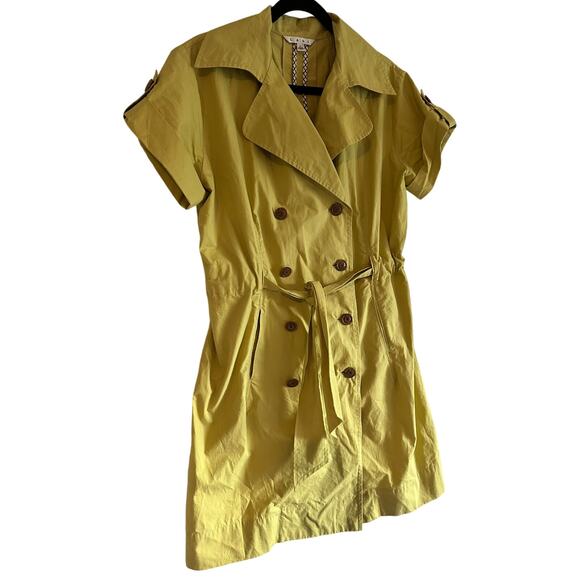 CAbi Chartreuse Yellow Trench Style Shirt Dress Size Large - Picture 2 of 8